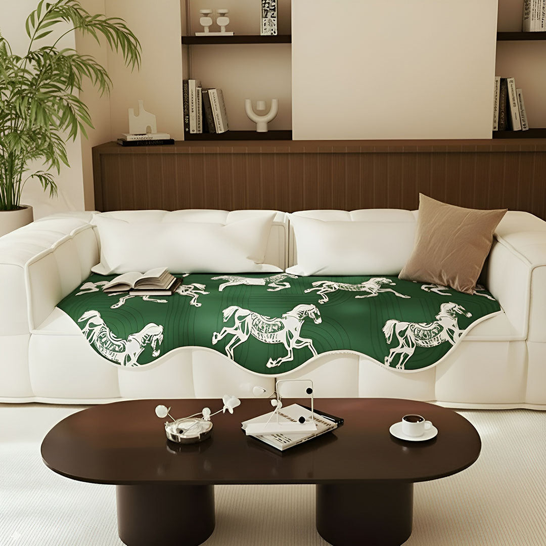 SOGA Three-Seater Green Horse Print 90x210cm Throw Blanket Sofa Cover - Image 2