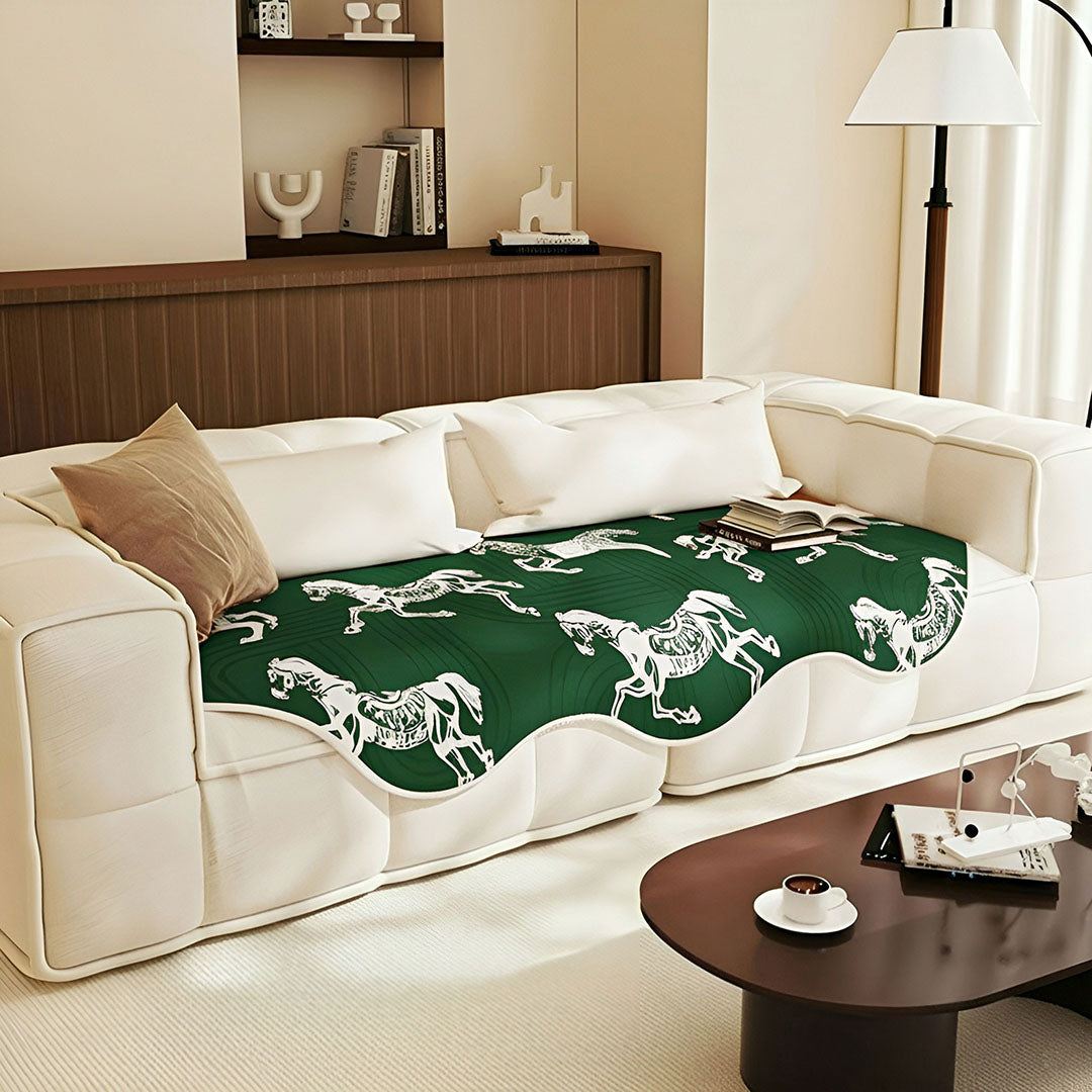 SOGA Three-Seater Green Horse Print 90x210cm Throw Blanket Sofa Cover - Image 3