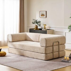 Hugo Cream Vacuum-Packed Convertible Sofa Bed