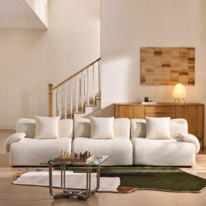 Nola Cream Chenille Vacuum-Packed Modular Sofa