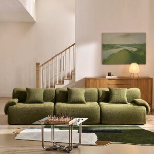Nola Green Chenille Vacuum-Packed Modular Sofa